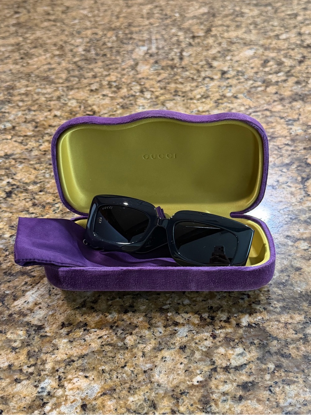 Gucci Black Sunglasses with Purple Velvet Case
